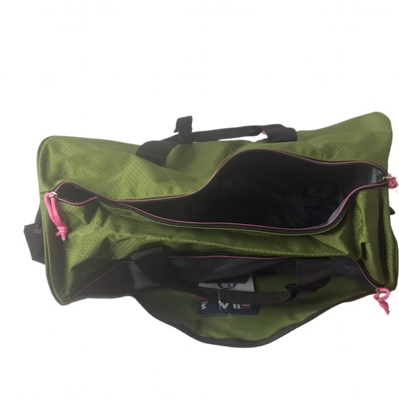 FILA Olive Green & Pink Logo Duffel Gym Bag - Picture 3 of 3